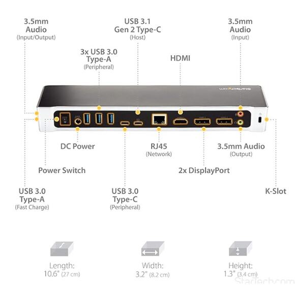 NWT StarTech.com USB-C Dock: Triple Monitor, 4K, 100W PD - Picture 2 of 2
